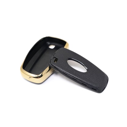 New-Aftermarket-Nano-High-Quality-Gold-Leather-Cover-For-Ford-Remote-Key-3-Buttons-Black-Color-Ford-B13J3---Emirates-Keys
