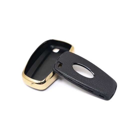 New-Aftermarket-Nano-High-Quality-Gold-Leather-Cover-For-Ford-Remote-Key-3-Buttons-Black-Color-Ford-B13J3---Emirates-Keys