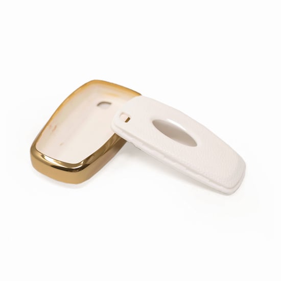 New-Aftermarket-Nano-High-Quality-Gold-Leather-Cover-For-Ford-Remote-Key-3-Buttons-White-Color-Ford-B13J3---Emirates-Keys