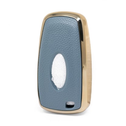 New-Aftermarket-Nano-High-Quality-Gold-Leather-Cover-For-Ford-Remote-Key-3-Buttons-Gray-Color-Ford-B13J3---Emirates-Keys