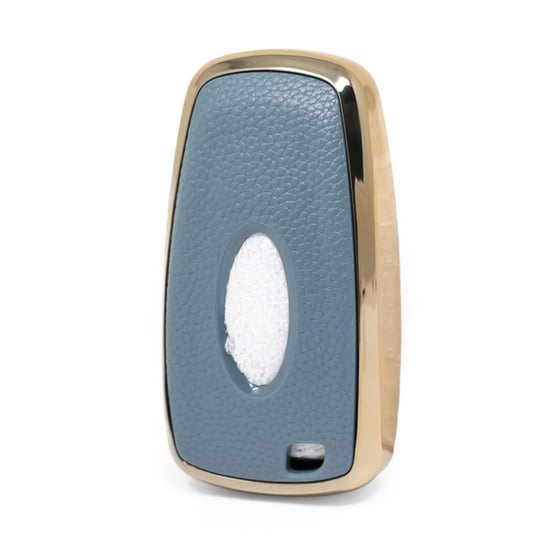 New-Aftermarket-Nano-High-Quality-Gold-Leather-Cover-For-Ford-Remote-Key-3-Buttons-Gray-Color-Ford-B13J3---Emirates-Keys