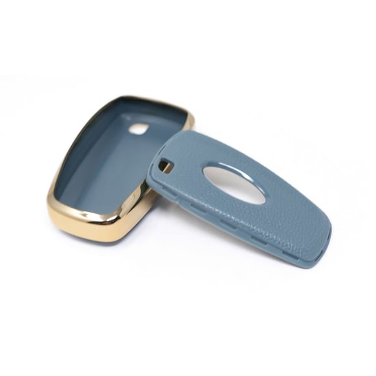 New-Aftermarket-Nano-High-Quality-Gold-Leather-Cover-For-Ford-Remote-Key-3-Buttons-Gray-Color-Ford-B13J3---Emirates-Keys