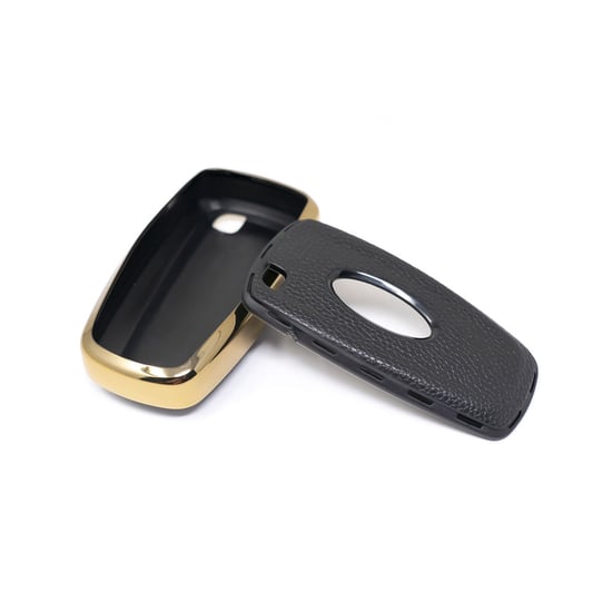 New-Aftermarket-Nano-High-Quality-Gold-Leather-Cover-For-Ford-Remote-Key-4-Buttons-Black-Color-Ford-B13J4---Emirates-Keys