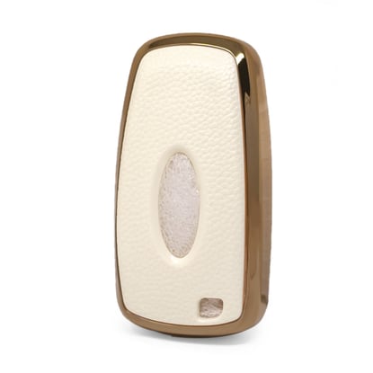 New-Aftermarket-Nano-High-Quality-Gold-Leather-Cover-For-Ford-Remote-Key-4-Buttons-White-Color-Ford-B13J4---Emirates-Keys