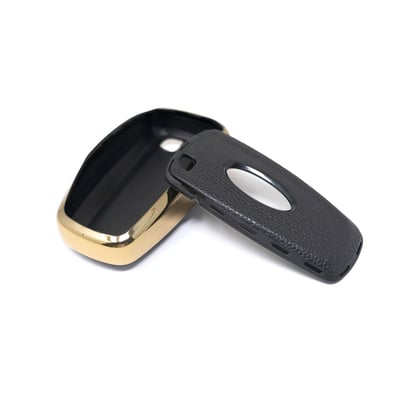 New-Aftermarket-Nano-High-Quality-Gold-Leather-Cover-For-Ford-Remote-Key-5-Buttons-Black-Color-Ford-B13J5---Emirates-Keys