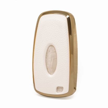 New-Aftermarket-Nano-High-Quality-Gold-Leather-Cover-For-Ford-Remote-Key-5-Buttons-White-Color-Ford-B13J5---Emirates-Keys