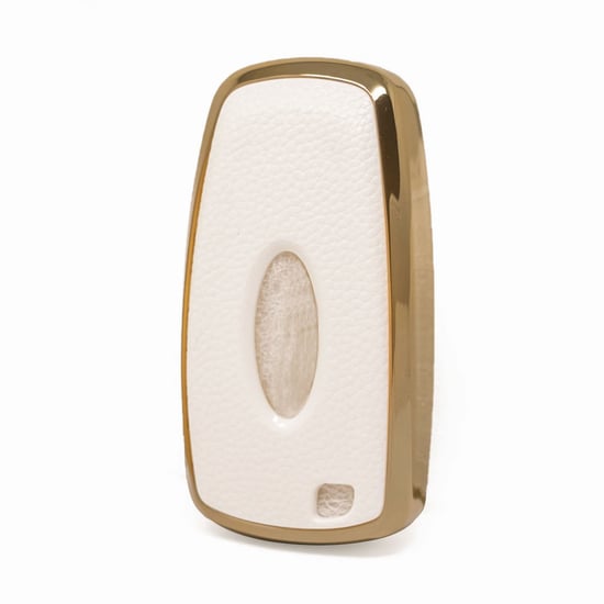 New-Aftermarket-Nano-High-Quality-Gold-Leather-Cover-For-Ford-Remote-Key-5-Buttons-White-Color-Ford-B13J5---Emirates-Keys