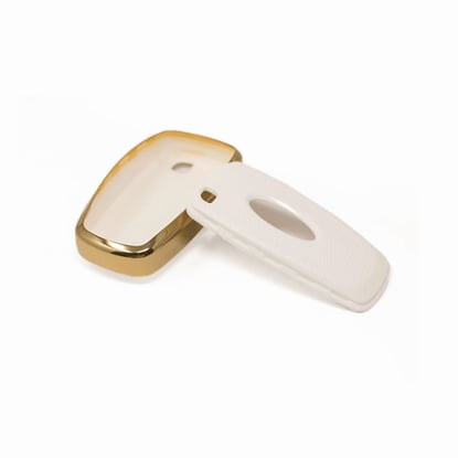 New-Aftermarket-Nano-High-Quality-Gold-Leather-Cover-For-Ford-Remote-Key-5-Buttons-White-Color-Ford-B13J5---Emirates-Keys