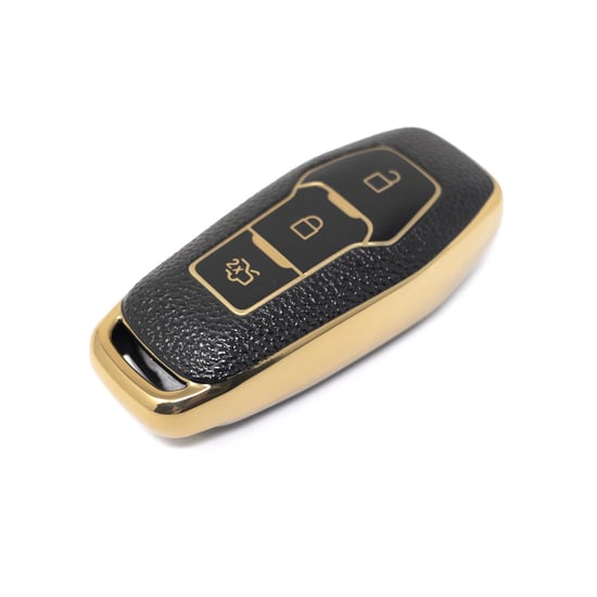 New-Aftermarket-Nano-High-Quality-Gold-Leather-Cover-For-Ford-Remote-Key-3-Buttons-Black-Color-Ford-C13J3---Emirates-Keys