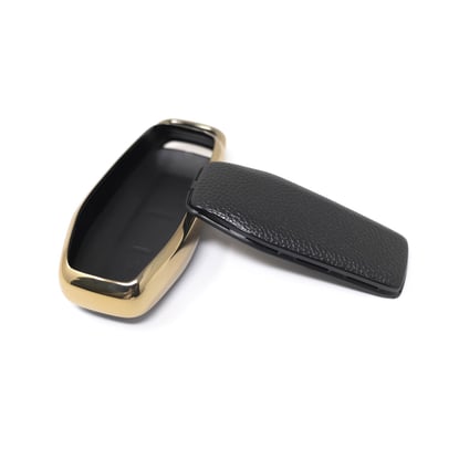New-Aftermarket-Nano-High-Quality-Gold-Leather-Cover-For-Ford-Remote-Key-3-Buttons-Black-Color-Ford-C13J3---Emirates-Keys