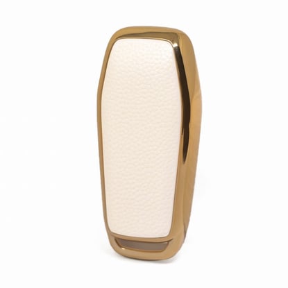 New-Aftermarket-Nano-High-Quality-Gold-Leather-Cover-For-Ford-Remote-Key-3-Buttons-White-Color-Ford-C13J3---Emirates-Keys
