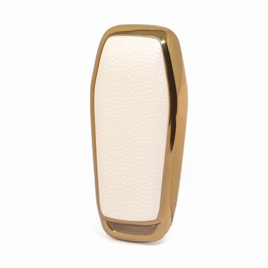 New-Aftermarket-Nano-High-Quality-Gold-Leather-Cover-For-Ford-Remote-Key-3-Buttons-White-Color-Ford-C13J3---Emirates-Keys