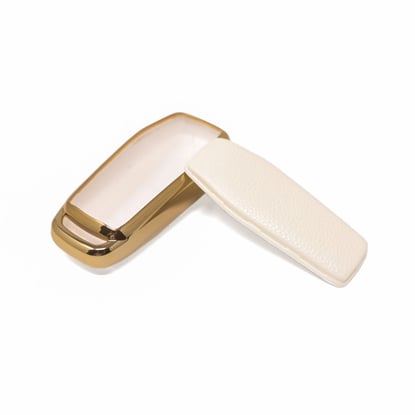 New-Aftermarket-Nano-High-Quality-Gold-Leather-Cover-For-Ford-Remote-Key-3-Buttons-White-Color-Ford-C13J3---Emirates-Keys