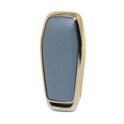 New-Aftermarket-Nano-High-Quality-Gold-Leather-Cover-For-Ford-Remote-Key-3-Buttons-Gray-Color-Ford-C13J3---Emirates-Keys