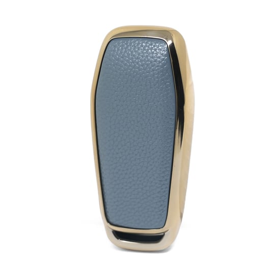 New-Aftermarket-Nano-High-Quality-Gold-Leather-Cover-For-Ford-Remote-Key-3-Buttons-Gray-Color-Ford-C13J3---Emirates-Keys