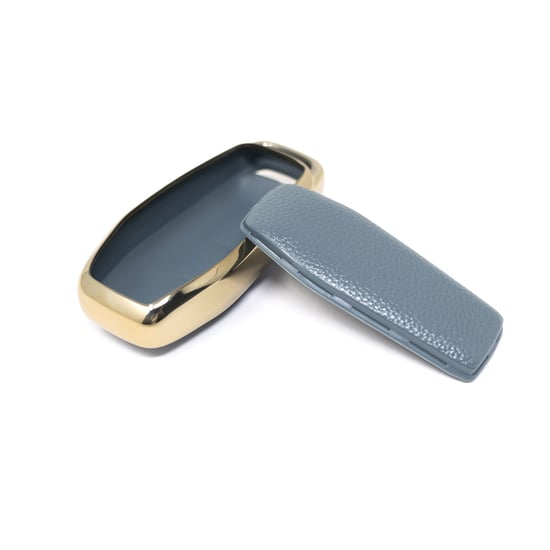 New-Aftermarket-Nano-High-Quality-Gold-Leather-Cover-For-Ford-Remote-Key-3-Buttons-Gray-Color-Ford-C13J3---Emirates-Keys