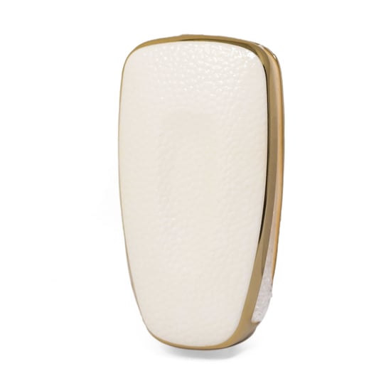New-Aftermarket-Nano-High-Quality-Gold-Leather-Cover-For-Ford-Flip-Remote-Key-3-Buttons-White-Color-Ford-E13J---Emirates-Keys