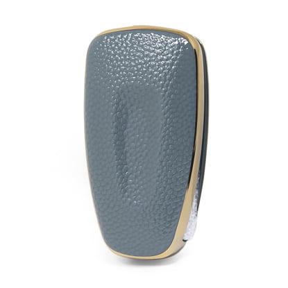 New-Aftermarket-Nano-High-Quality-Gold-Leather-Cover-For-Ford-Flip-Remote-Key-3-Buttons-Gray-Color-Ford-E13J---Emirates-Keys