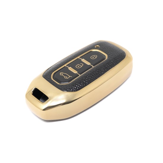 New-Aftermarket-Nano-High-Quality-Gold-Leather-Cover-For-Ford-Remote-Key-3-Buttons-Black-Color-Ford-H13J3---Emirates-Keys