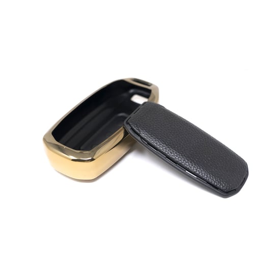 New-Aftermarket-Nano-High-Quality-Gold-Leather-Cover-For-Ford-Remote-Key-3-Buttons-Black-Color-Ford-H13J3---Emirates-Keys