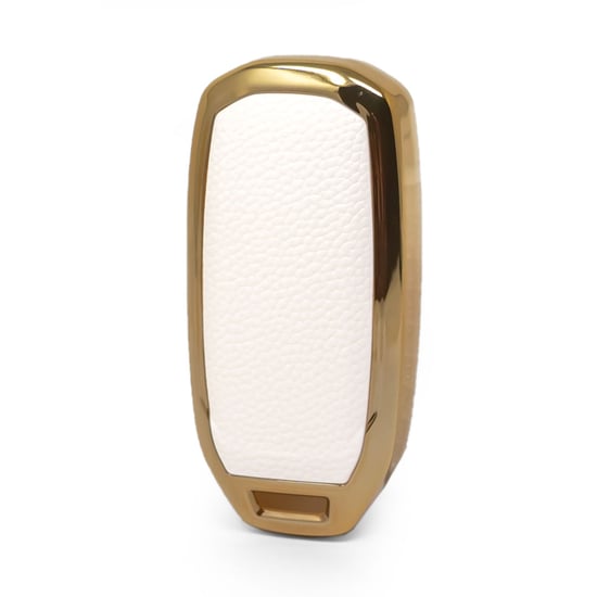 New-Aftermarket-Nano-High-Quality-Gold-Leather-Cover-For-Ford-Remote-Key-3-Buttons-White-Color-Ford-H13J3---Emirates-Keys