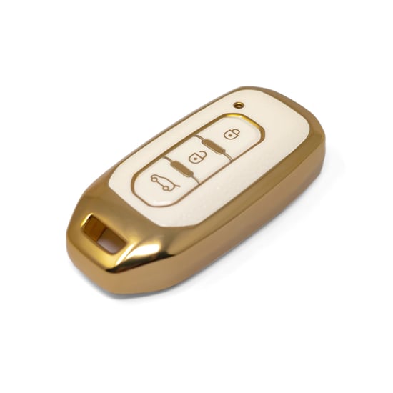 New-Aftermarket-Nano-High-Quality-Gold-Leather-Cover-For-Ford-Remote-Key-3-Buttons-White-Color-Ford-H13J3---Emirates-Keys