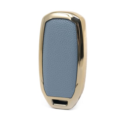 New-Aftermarket-Nano-High-Quality-Gold-Leather-Cover-For-Ford-Remote-Key-3-Buttons-Gray-Color-Ford-H13J3---Emirates-Keys