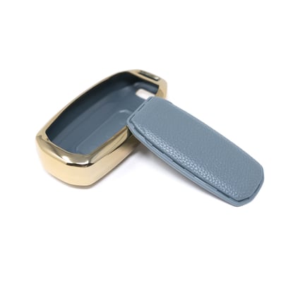 New-Aftermarket-Nano-High-Quality-Gold-Leather-Cover-For-Ford-Remote-Key-3-Buttons-Gray-Color-Ford-H13J3---Emirates-Keys