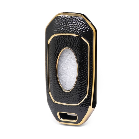 New-Aftermarket-Nano-High-Quality-Gold-Leather-Cover-For-Ford-Flip-Remote-Key-3-Buttons-Black-Color-Ford-I13J---Emirates-Keys
