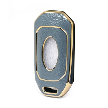 New-Aftermarket-Nano-High-Quality-Gold-Leather-Cover-For-Ford-Flip-Remote-Key-3-Buttons-Gray-Color-Ford-I13J---Emirates-Keys