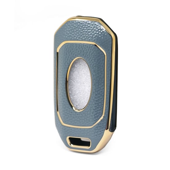 New-Aftermarket-Nano-High-Quality-Gold-Leather-Cover-For-Ford-Flip-Remote-Key-3-Buttons-Gray-Color-Ford-I13J---Emirates-Keys