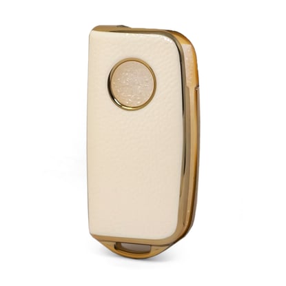 New-Aftermarket-Nano-High-Quality-Gold-Leather-Cover-For-Foton-Flip-Remote-Key-2-Buttons-White-Color-FT-A13J---Emirates-Keys