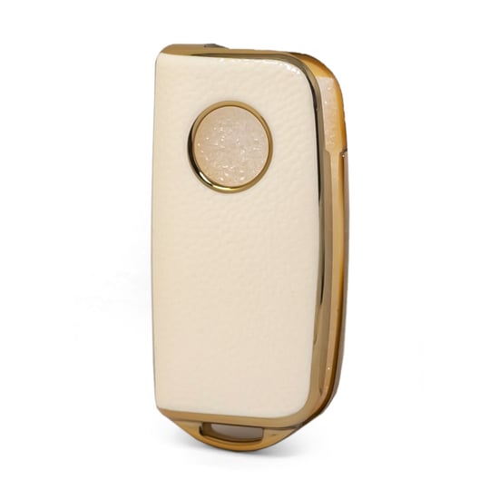 New-Aftermarket-Nano-High-Quality-Gold-Leather-Cover-For-Foton-Flip-Remote-Key-2-Buttons-White-Color-FT-A13J---Emirates-Keys