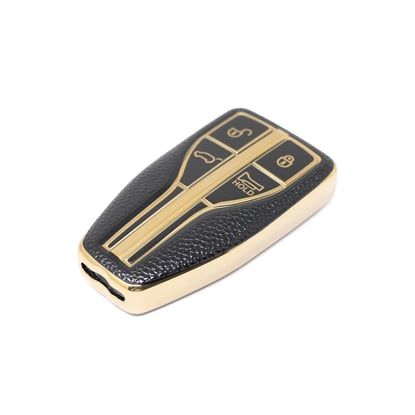 New-Aftermarket-Nano-High-Quality-Gold-Leather-Cover-For-Hongqi-Remote-Key-4-Buttons-Black-Color-HQ-A13J4A---Emirates-Keys