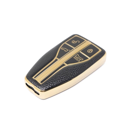 New-Aftermarket-Nano-High-Quality-Gold-Leather-Cover-For-Hongqi-Remote-Key-4-Buttons-Black-Color-HQ-A13J4A---Emirates-Keys