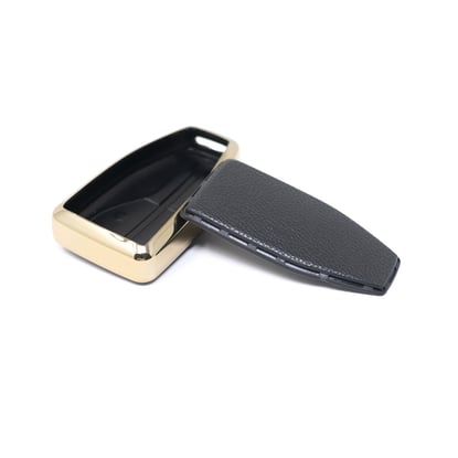 New-Aftermarket-Nano-High-Quality-Gold-Leather-Cover-For-Hongqi-Remote-Key-4-Buttons-Black-Color-HQ-A13J4A---Emirates-Keys