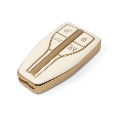 New-Aftermarket-Nano-High-Quality-Gold-Leather-Cover-For-Hongqi-Remote-Key-4-Buttons-White-Color-HQ-A13J4A---Emirates-Keys