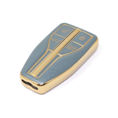New-Aftermarket-Nano-High-Quality-Gold-Leather-Cover-For-Hongqi-Remote-Key-4-Buttons-Gray-Color-HQ-A13J4A---Emirates-Keys