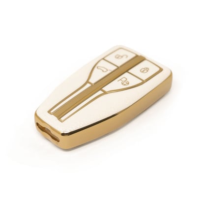 New-Aftermarket-Nano-High-Quality-Gold-Leather-Cover-For-Hongqi-Remote-Key-4-Buttons-White-Color-HQ-A13J4B---Emirates-Keys
