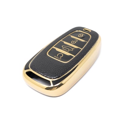 New-Aftermarket-Nano-High-Quality-Gold-Leather-Cover-For-Hongqi-Remote-Key-4-Buttons-Black-Color-HQ-B13J---Emirates-Keys