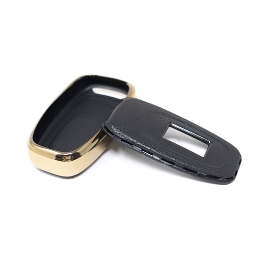 New-Aftermarket-Nano-High-Quality-Gold-Leather-Cover-For-Hongqi-Remote-Key-4-Buttons-Black-Color-HQ-B13J---Emirates-Keys
