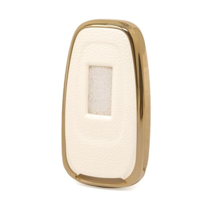 New-Aftermarket-Nano-High-Quality-Gold-Leather-Cover-For-Hongqi-Remote-Key-4-Buttons-White-Color-HQ-B13J---Emirates-Keys