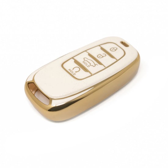 New-Aftermarket-Nano-High-Quality-Gold-Leather-Cover-For-Hongqi-Remote-Key-4-Buttons-White-Color-HQ-B13J---Emirates-Keys