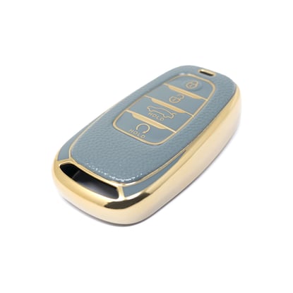 New-Aftermarket-Nano-High-Quality-Gold-Leather-Cover-For-Hongqi-Remote-Key-4-Buttons-Gray-Color-HQ-B13J---Emirates-Keys