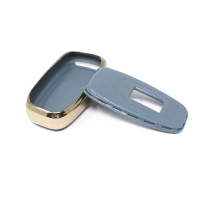 New-Aftermarket-Nano-High-Quality-Gold-Leather-Cover-For-Hongqi-Remote-Key-4-Buttons-Gray-Color-HQ-B13J---Emirates-Keys