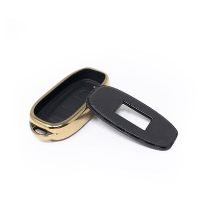 New-Aftermarket-Nano-High-Quality-Gold-Leather-Cover-For-Hongqi-Remote-Key-3-Buttons-Black-Color-HQ-C13J---Emirates-Keys