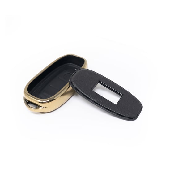 New-Aftermarket-Nano-High-Quality-Gold-Leather-Cover-For-Hongqi-Remote-Key-3-Buttons-Black-Color-HQ-C13J---Emirates-Keys