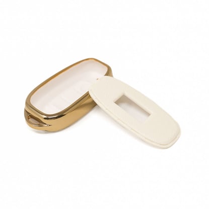 New-Aftermarket-Nano-High-Quality-Gold-Leather-Cover-For-Hongqi-Remote-Key-3-Buttons-White-Color-HQ-C13J---Emirates-Keys