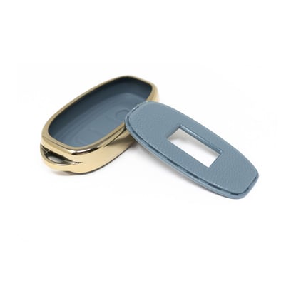 New-Aftermarket-Nano-High-Quality-Gold-Leather-Cover-For-Hongqi-Remote-Key-3-Buttons-Gray-Color-HQ-C13J---Emirates-Keys