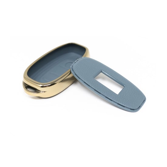 New-Aftermarket-Nano-High-Quality-Gold-Leather-Cover-For-Hongqi-Remote-Key-3-Buttons-Gray-Color-HQ-C13J---Emirates-Keys